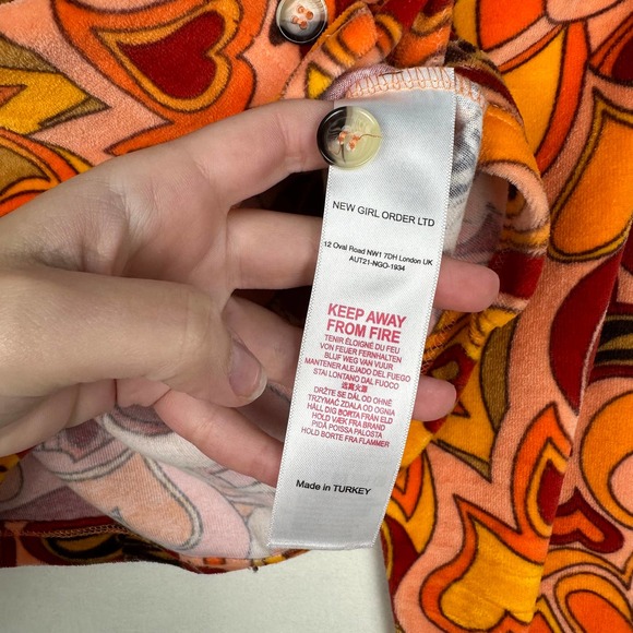 NWT NGOrder Urban Outfitters Women's Sz 8 Hearts Cropped Cardigan Top Velour - Picture 5 of 9